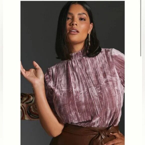 Pilcro Velveteen Mock Neck Top Size Small - Picture 1 of 7